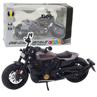 LEAN Toys Motocykl Chopper Metalowy Światła Dźwięki Czarny Szare Elementy 1:12