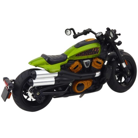 LEAN Toys Motocykl Chopper Metalowy Światła Dźwięki Czarny Zielone Elementy 1:12