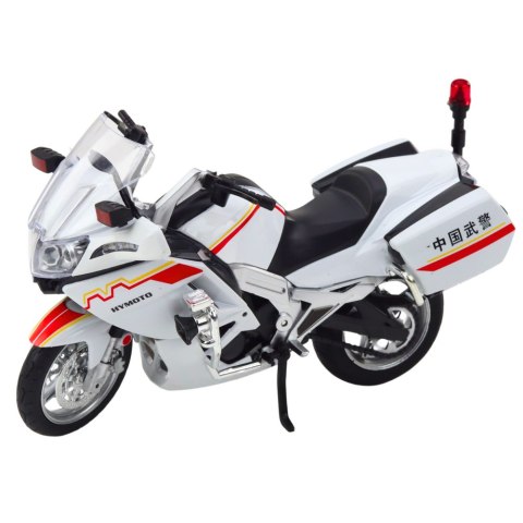 LEAN Toys Motocykl Metalowy Światła Dźwięki Biały Czerwone Żółte Linie 1:12