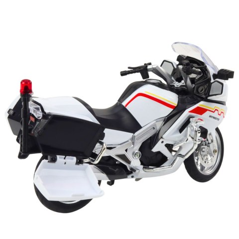 LEAN Toys Motocykl Metalowy Światła Dźwięki Biały Czerwone Żółte Linie 1:12
