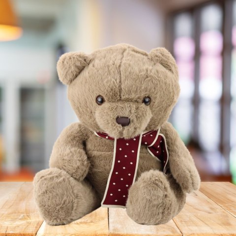 LEAN Toys Pluszowa Maskotka Przytulanka Duży Miś Z Szalikiem Jasnobrązowy 45cm