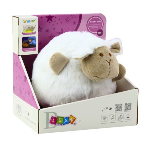 LEAN Toys Pluszowa Owieczka Usypiająca Przytulanka Światło Dźwięk Biała