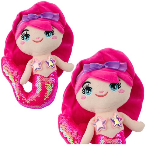 LEAN Toys Pluszowa Syrenka Przytulanka Ogon W Cekiny Intensywny Róż 28cm