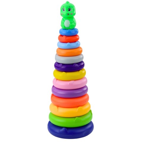 LEAN Toys Wieża Piramidka Dinozaur Kolorowa 13 Kółek 45 x 15,5 x 15,5 cm