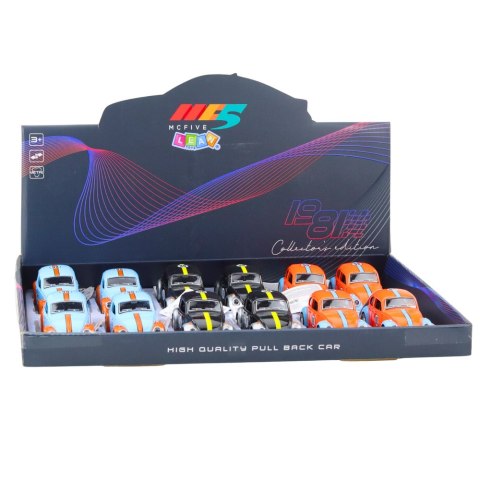 LEAN TOYS Autko Klasyczne Garbus Metalowy Napęd Pull-Back Otwierane Drzwi Mix