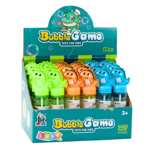 LEAN TOYS Bańki Mydlane Dinozaur 3 Otwory Do Baniek Mix Kolorów 30ml