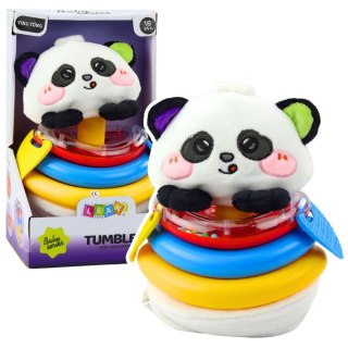 LEAN TOYS Zabawka Sensoryczna Tumbler Panda Piramidka Bujana Gryzaki Grzechotka