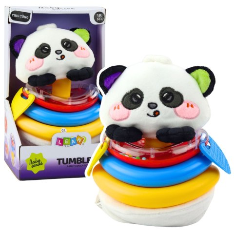 LEAN TOYS Zabawka Sensoryczna Tumbler Panda Piramidka Bujana Gryzaki Grzechotka