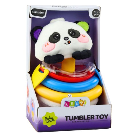 LEAN TOYS Zabawka Sensoryczna Tumbler Panda Piramidka Bujana Gryzaki Grzechotka