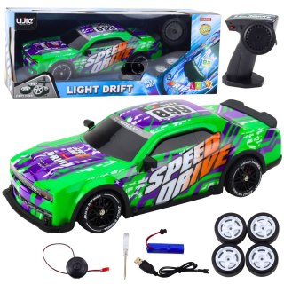 LEAN Toys Auto Sportowe Zdalnie Sterowane RC Podświetlana Karoseria Drift Zielone