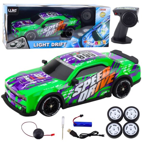 LEAN Toys Auto Sportowe Zdalnie Sterowane RC Podświetlana Karoseria Drift Zielone
