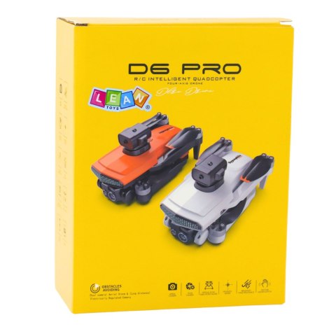 LEAN Toys Dron D6 PRO Kamera Światła LED Aplikacja Jasnoszary