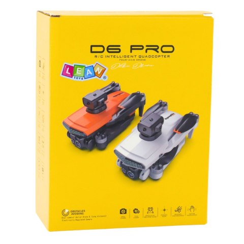 LEAN Toys Dron D6 PRO Podwójna Kamera HD Światła LED Pomarańczowy