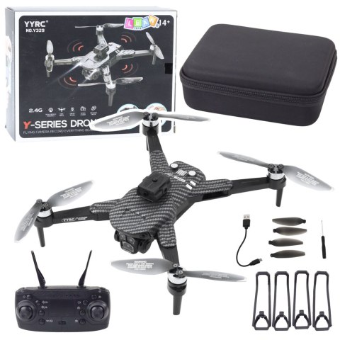 LEAN Toys Dron Y329 Kamera HD WIFI Światła LED Aplikacja Czarny Karbonowy