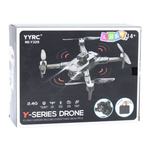 LEAN Toys Dron Y329 Kamera HD WIFI Światła LED Aplikacja Czarny Karbonowy
