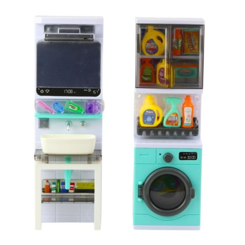 LEAN Toys Łazienka Zabawkowa Umywalka Szafka Akcesoria Światła Dźwięki