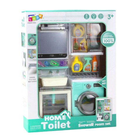 LEAN Toys Łazienka Zabawkowa Umywalka Szafka Akcesoria Światła Dźwięki