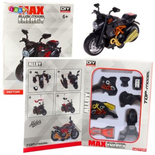 LEAN Toys Motocykl Do Składania Skręcania Metal 1:14 DIY Czarno-Pomarańczowy