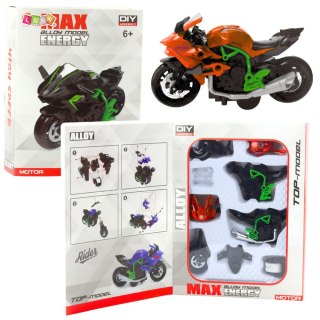 LEAN Toys Motocykl Do Składania Skręcania Metal 1:14 DIY Pomarańczowo-Zielony