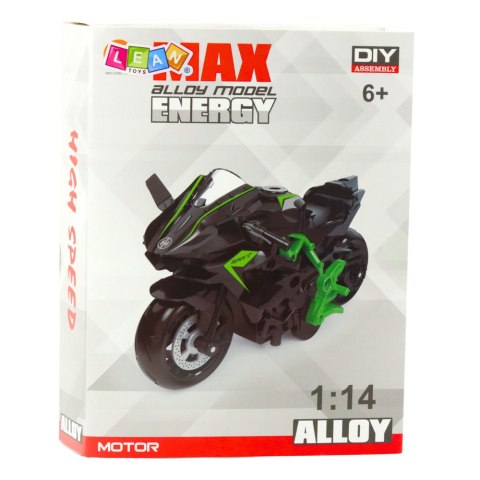 LEAN Toys Motocykl Do Składania Skręcania Metal 1:14 DIY Pomarańczowo-Zielony