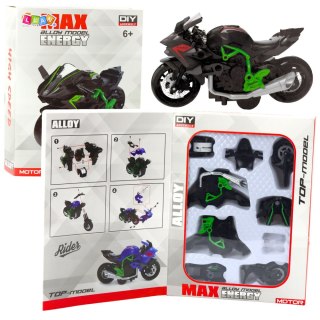LEAN Toys Motocykl Do Składania Skręcania Metal 1:14 DIY Zielono-Czarny