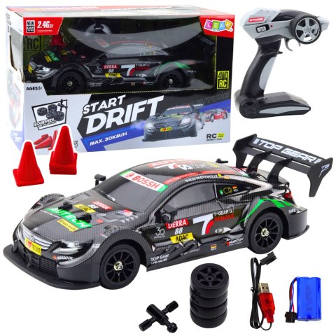 LEAN Toys Samochód Wyścigowy Auto Do Driftu RC Czarny Karbon 30km/h 1:16