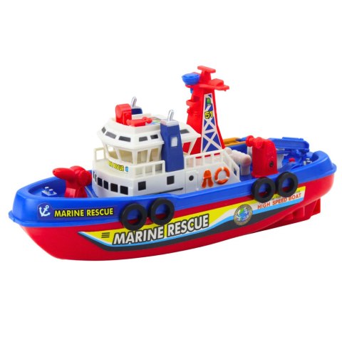 LEAN Toys Statek Strażacki Łódź Z Holownikiem i Psikawką Wodną Światła Dźwięki