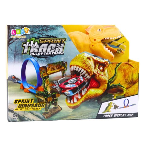 LEAN Toys Zestaw Samochodowy Tor Katapulta Wyrzutnia Dinozaur