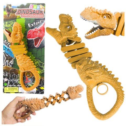 LEAN TOYS Gryzący Dinozaur Chwytak Pistolet Brązowy