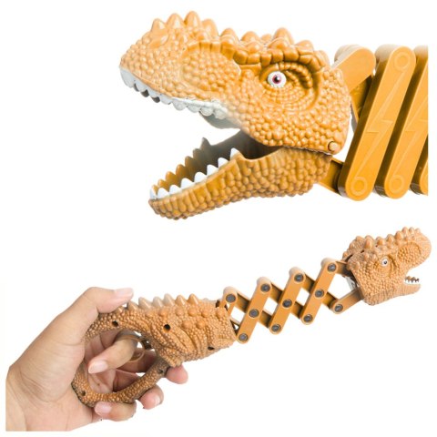 LEAN TOYS Gryzący Dinozaur Chwytak Pistolet Brązowy