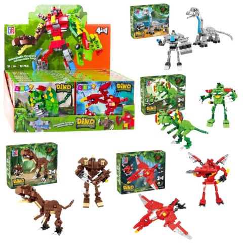 LEAN TOYS Klocki Konstrukcyjne Dinozaur Robot 2w1 50-70 el. Mix