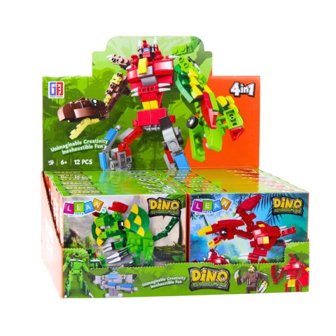 LEAN TOYS Klocki Konstrukcyjne Dinozaur Robot 2w1 50-70 el. Mix