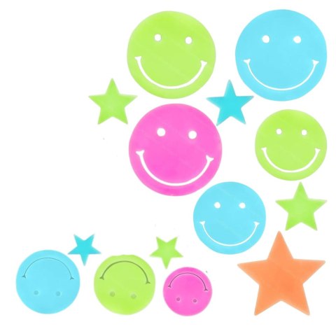 LEAN TOYS Naklejki Fluorescencyjne Świecące Na Ścianę Buźki Gwiazdki Kolorowe 10 el.