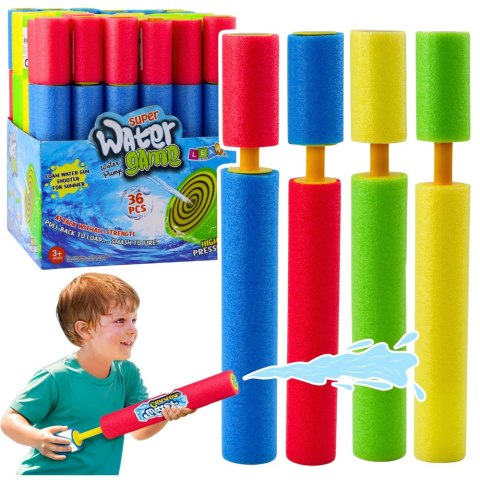 LEAN Toys Broń Piankowa Na Wodę Pompka Tuba Wodna Kolorowa 30cm Mix