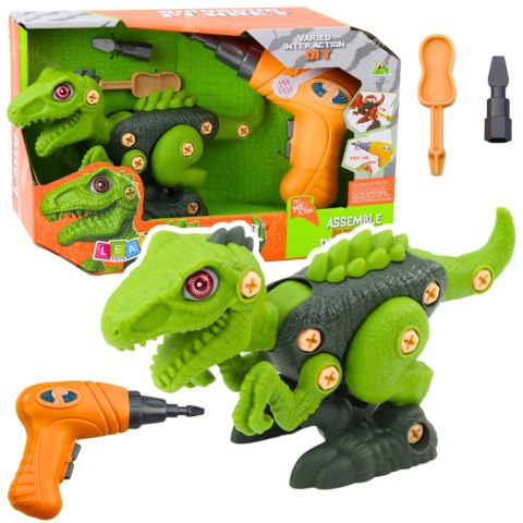 LEAN Toys Dinozaur Do Rozkręcania Skręcania Zielony Wiertarka DIY