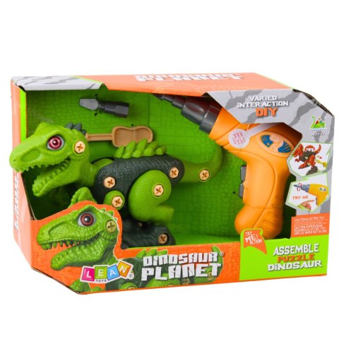 LEAN Toys Dinozaur Do Rozkręcania Skręcania Zielony Wiertarka DIY