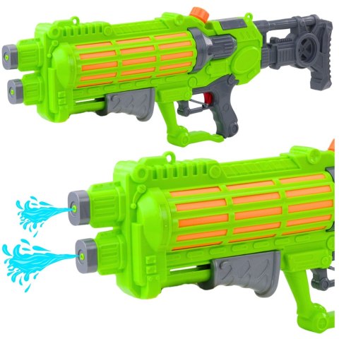 LEAN Toys Duży Pistolet Na Wodę Pompowany Mechanicznie Podwójna Dysza Zielony 1250ml