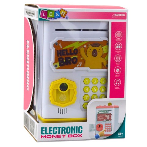 LEAN Toys Elektroniczny Sejf Bankomat Skarbonka Na PIN Dla Dzieci Kapibara Żółty