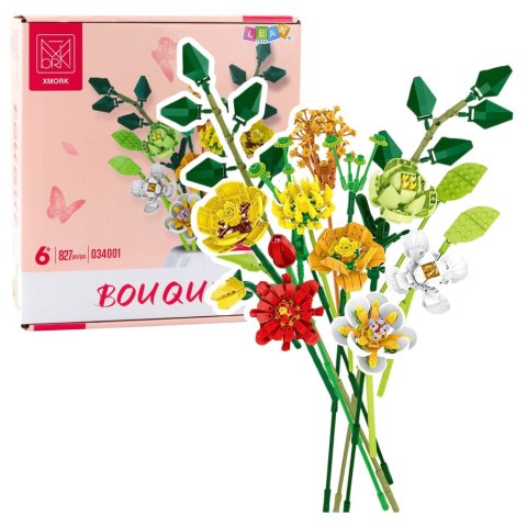 LEAN Toys Klocki Konstrukcyjne Dekoracyjny Bukiet Kwiaty Kolorowe 827 el.