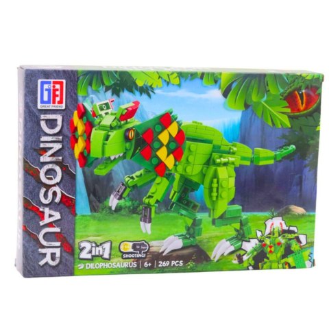 LEAN Toys Klocki Konstrukcyjne Dinozaur Dilophosaurus Zielony 269 el.
