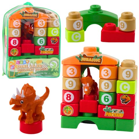 LEAN Toys Klocki Konstrukcyjne Edukacyjne W Plecaku Dinozaury Cyfry Litery 26 el.