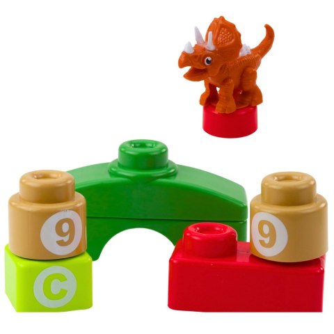 LEAN Toys Klocki Konstrukcyjne Edukacyjne W Plecaku Dinozaury Cyfry Litery 26 el.