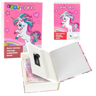 LEAN Toys Książka Ukryta Skarbonka Sejf Na Kod Szyfr Jednorożec Różowa