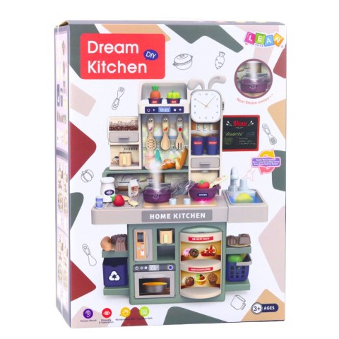 LEAN Toys Kuchnia Dziecięca Dla Dzieci Para Wodna Światła Dźwięki Akcesoria 33 el.