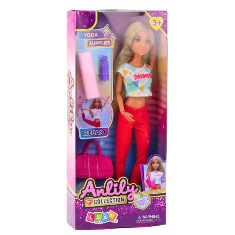 LEAN Toys Lalka Anlily Joga Mata Do Ćwiczeń Torba Bidon Ruchome Kończyny