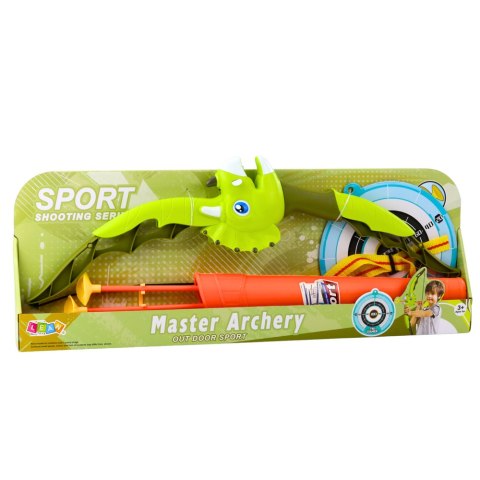 LEAN Toys Łuk Strzelecki Zielony Dinozaur Strzały Z Przyssawkami Tarcza
