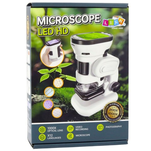 LEAN Toys Mikroskop Edukacyjny Cyfrowy Z Ekranem Funkcja Zdjęć Wideo 1000X LED