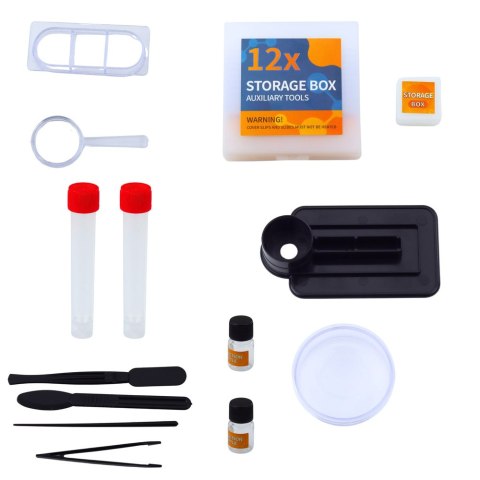 LEAN Toys Mikroskop Edukacyjny LED Powiększenie 1200x Zestaw Naukowy Akcesoria