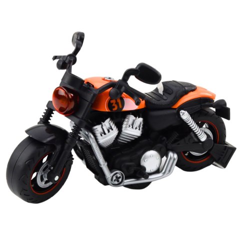 LEAN Toys Motocykl Do Skręcania Rozkręcania DIY Światła Dźwięki Pomarańczowy