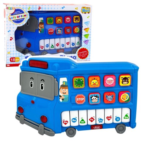 LEAN Toys Pianinko Elektryczne Edukacyjne Dla Malucha Autobus Niebieski